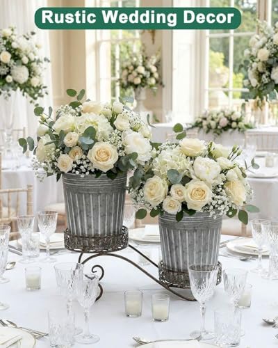 7 Inch Galvanized Bucket Planters, 6 Pack Metal Flower Pots with Drain Hole - Image 6