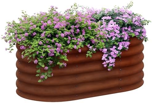 Brilluxa Galvanized Raised Garden Bed 3.4 x 2 x 1.4 ft Metal Planter Brown by Brilluxa