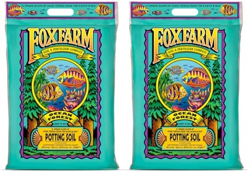 FoxFarm Ocean Forest Potting Soil for Container Gardens - Light, Aerated Texture with Fish Meal, Crab Meal, Earthworm Castings - Houseplant Potting Mix for Seedlings & Plant Starts - 2 x12 Quart by FoxFarm
