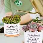 SAIWEILAI ONLINE 9 Pieces Teacher Appreciation Gifts Ceramic Succulent Plant Pot Small Flower Planter Funny Cute Succulent Plant Pot Planter Succulent Accessories for Teacher Christmas Birthday Gift - Image 4