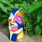 Rainbow Face Planters Pots Head, Funny Body Plant Pots for Decor, Resin Decorative Artistic Head Flower Pot, Hand Painted Planters Boho Eclectic Art for Indoor Outdoor, Plant Lover Gifts (Blue&Orange) - Image 6