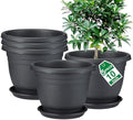 5 Packs 10 inch Flower Pots + Saucers, Large Indoor & Outdoor Pot by Shineloha