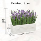 14" Artificial Lavender Plant Fake Lavender Flower Arrangement in Wood Box - Image 2