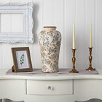 Nearly Natural 16 in Tuscan Ceramic Floral Scroll Urn Vase Room Decor - Image 3