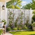 2-Pack 87" x 20" Arch Sunflower Black Metal Garden Trellises - Image 3
