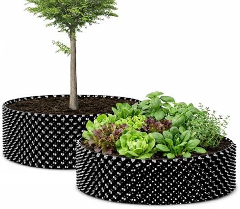 RooTrimmer Air Pruning Containers 60 Gallon 2P, Raised Garden Bed Large Tree Pos New Plastic Nursery Pot Fruit Vegetable Garden Grow beds (4 ft Diameter), Black by RooTrimmer