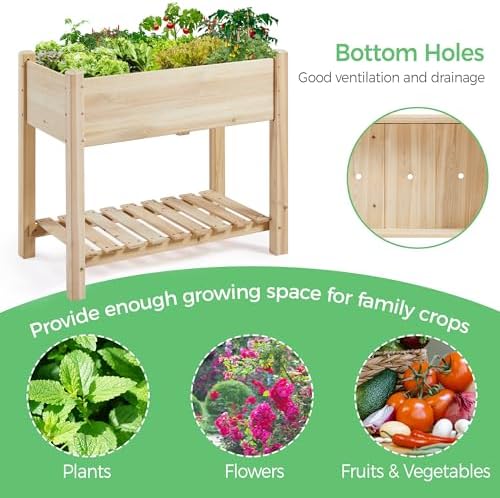 Yaheetech 34" Raised Garden Bed with Legs, Wooden Planter Box, 2Pcs - Image 5