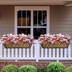 Window Boxes Planters: 2 Pack 24 Inch Railing Planter Box with Adjustable Brackets for Porch Fence Patio Balcony Hanging Flower Baskets with Coco Liners for Outdoor Garden Decor - Bronze - Image 2