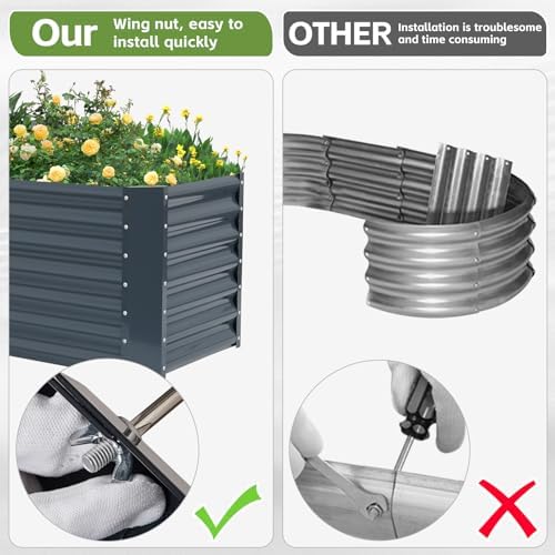 Raised Garden Bed, 4x2x1.86ft, Grey - Image 6