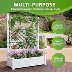 Vixzen 59" Tall Raised Garden Bed,Outdoor Large Resin Planter Box with Trellis and Drain Plug for Climbing Plants,Easy to Assemble,Water Monitor (Ashen, 43.43"×18.27"×59.29") - Image 5