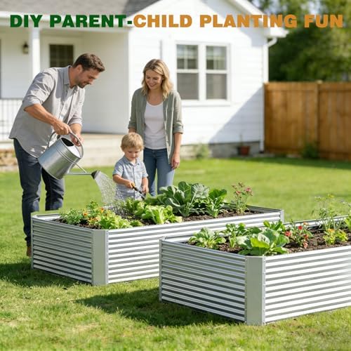 Galvanized Steel Raised Garden Bed, Extra Large Outdoor Planter Box for Vegetables & Herbs, Rust-Resistant and Easy to Clean DIY Garden Box (2, 8×4×1.4ft) - Image 7