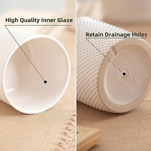 5.8 Inch Ceramic Plant Pot with Drainage Hole & Separate Saucer - Image 6