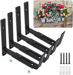 Maotong Adjustable Window Planter Box Brackets 4 Pack, Heavy Duty Wall Mount Flower Box Holder for Planter Box Depth (Front to Back) 6 to 12 Inches, Black by Maotong