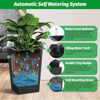 GarveeLife 16 Inch Tall Rattan Planter Set of 2, Large Self-Watering Pot with Water Level Monitor Outdoor and Indoor for Patio, Porch, Living Room, or Home Office, Black - Image 4