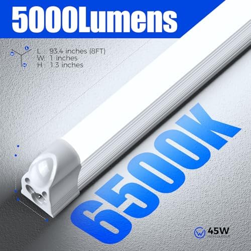 Barrina T5 LED Shop Light, 8FT, 5000LM, 6500K, 45W (10 Pack), Linkable - Image 5