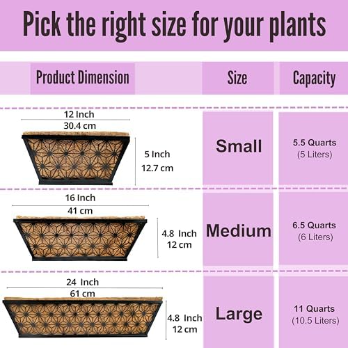 LaLaGreen Garden Wall Planter (16 in, 2 Pack) Black Patio Window Flower Box - Image 3