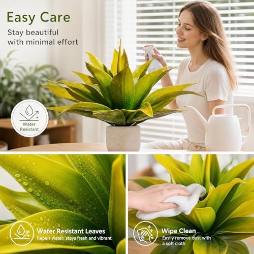 Ttranewsoo 2-Pack 22-Inch Large Artificial Agave Plants, UV Resistant Faux Desert Plants Outdoor and Realistic Greenery for Planters, Porch, Patio, Garden, Entryway and Indoor Decor, Yellow - Image 4