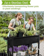 Raised Garden Bed with Legs Outdoor Elevated Planter Box with Wheel - Image 2
