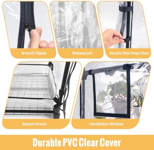 Indoor Greenhouse with Grow Light, 2-Tier Plant Stand, 27x19x35in - Image 4