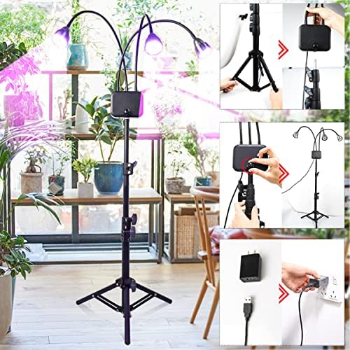 Plant Grow Light with Stand, Full Spectrum 60W LED Floor Plant Lamp for Indoor Plants Growing,Height Adjustable Plant Lamp Timer 3/9/12H - Image 4