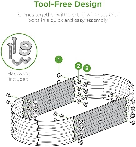 Best Choice Products 4x2x1ft Outdoor Metal Raised Garden Bed Outdoor, Oval Deep Root Planter Box for Vegetables, Flowers, & Herbs, 51 Gallon Capacity, Rubber Edge Guard, 100% Non-Toxic - Dark Green - Image 5