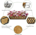 Window Boxes Planters: 2 Pack 24 Inch Railing Planter Box with Adjustable Brackets for Porch Fence Patio Balcony Hanging Flower Baskets with Coco Liners for Outdoor Garden Decor - Bronze - Image 3