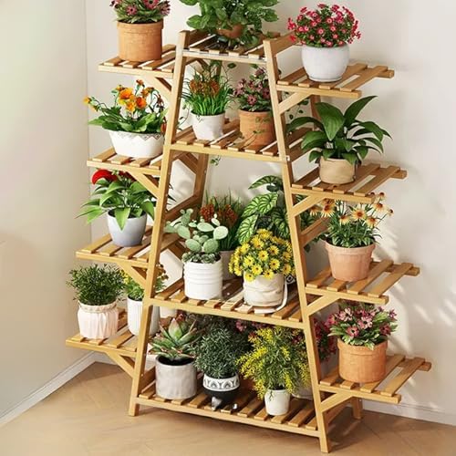 Bamboo Plant Stand 12 Tiered Plant Shelf Storage Rack Multifunctional Potted Flower Holder for Multiple Plants Bamboo Ladder Plant Rack by Unknown