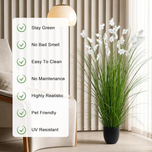 2Pcs 48in Artificial Grass Plant Lily of The Valley with Pot - Image 4