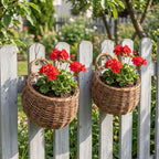 VOSAREA 2PCS Hanging Basket Rattan Wall Flower Planters - Image 5