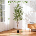 6Ft Artificial Olive Tree with Moss & Basket - Indoor Tall Faux Olive Tree in Planter, Large Fake Olive Silk Tree with Realistic Branches and Fruits for Home Decor, Office, Living Room - Image 4