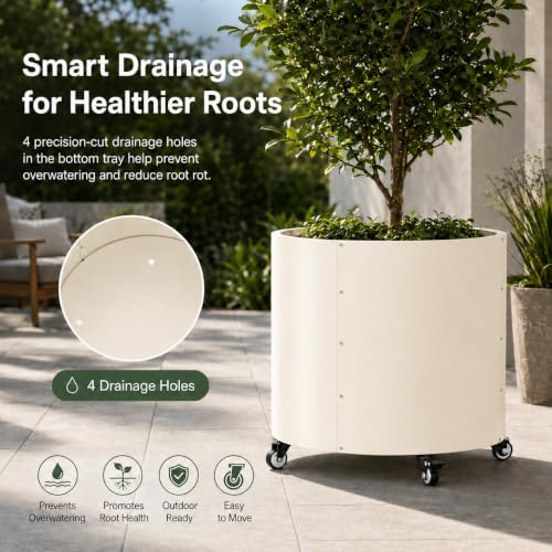 2 Pack Rolling Planter for Tree,30 Gallon Large Metal Tree Pots for Outdoor - Image 4