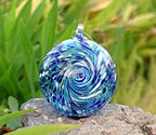 6-Inch Solar Powered Hanging Galaxy Glass Gazing Ball Outdoor Garden Decoration (Aqua-Blue) - Image 3