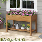 GHWIE Raised Garden Bed with Shelf,Elevated Wooden Planter Box with Legs,Garden Planter for Backyard, Patio, Balcony - Image 4