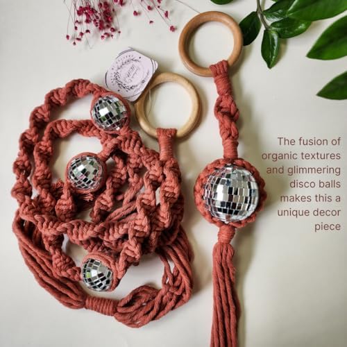 Set of 3 Macrame Plant Hanger | Disco ball decor Hanging planters for indoor plants Cool gifts for plant lovers Boho plant pots plant stand indoor Hanging planters for outdoor plants (Cafe Latte) - Image 2