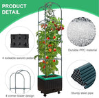 Yhtpouqe Raised Garden Bed Planter Box with Trellis, 71.2" Self-Watering Tomato Planters for Climbing Plants Vegetable Vine Flowers, Lockable Wheels, Vertical Gardening, Indoor Outdoor Patio Use - Image 4