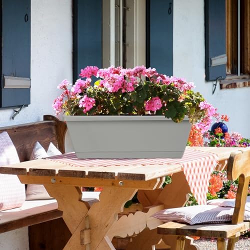 12Pcs 17Inches Rectangle Planter Box with Drainage Holes and Trays - Image 5