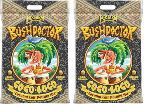 FoxFarm BushDoctor Coco Loco Soil Potting Mix, Triple-Washed for Reduced Salt, Retains Water, Includes Bat Guano & Earthworm Castings - Ideal for All Gardens 12 Quart (2 Pack) by FoxFarm