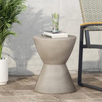 ø15.25'' Concrete Side Table End Table for Outdoor & Living Room, Modern Round Circle Hourglass Style, Durable and Lightweight, Cement Material, No Assembly, Light Gray - Image 4