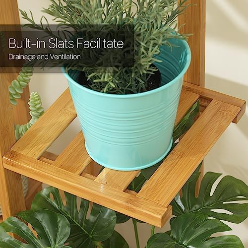 Magshion 6 Tier Bamboo Plant Stand, Display Shelf Holder Organizer with 7 Pot Positions for Living Room, Patio, Balcony, and Garden - Image 7