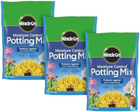Miracle-Gro Moisture Control Potting Mix - Plant Soil For Container Plants, Protects against Over- and Under-Watering, 8 qt. (3-Pack) by Miracle-Gro