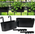 16 Inch Railing Planter Box, 5 Pack Large Metal Hanging Planters with Hooks by vensovo