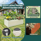 Raised Garden Bed 6x3x2ft, Galvanized Raised Garden Beds Outdoor for Vegetables Flowers Herbs, Steel Large Deep Planter Box, Tall Raised Garden Bed with 3ftx30ft Weed Barrier Fabric and Glove, Beige - Image 4