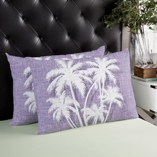 Throw Pillow 12x20 Inch, Coastal Palm Tree Waterproof Outdoor Pillow Covers for Patio with Insert, Tropical Plants Botanical Vintage Purple Decorative Pillowcase Cushion for Couch, Sofa, Bed, Garden - Image 5