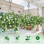 Krissing 2 Pack Artificial Hanging Basket with Daisy Flowers, White - Image 2