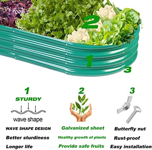 Rakukiri Raised Garden Bed GRS Certified Galvanized Planter Box Outdoor, 6.5ft Oval Rot-Resistant Metal Garden Bed Planter, Recycled Material Planter for Vegetables Flowers Herbs (Green) - Image 5