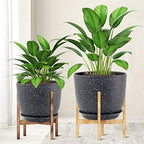 UOUZ 12/10/9 Large Modern Plant Pots, Plastic Planters with Drainage Holes and Saucers for Indoor Outdoor Plants Flowers, Black Speckles - Image 3