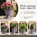 Tall Plastic Urn Planters for Outdoor Plants, 12.8" Wx15.4 H, 2Pcs - Image 5
