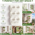 Briwooody 3 Set 6 Pocket Vertical Stackable Wall Planters Kit Outdoor Self Watering Plastic Planter Grow Hang Mount System for Strawberry Flower Vegetable Home Fence Balcony Wall Decor - Image 4