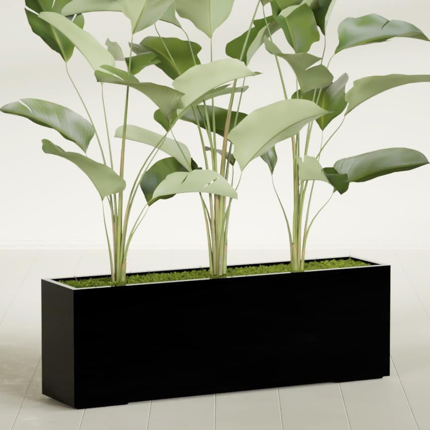 Greenline Leo Tall Rectangular Fiberglass Planter, Outdoor Planter Box - Image 2