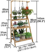 LIGUOYI 3-Tier Bamboo Ladder Plant Shelf, Outdoor Planter Display Shelving, Hanging Folding Flower Pot Organizer Rack, Clothes Rack Multi Storage Corner Shelf for Indoor Outdoor Homedecoration - Image 6